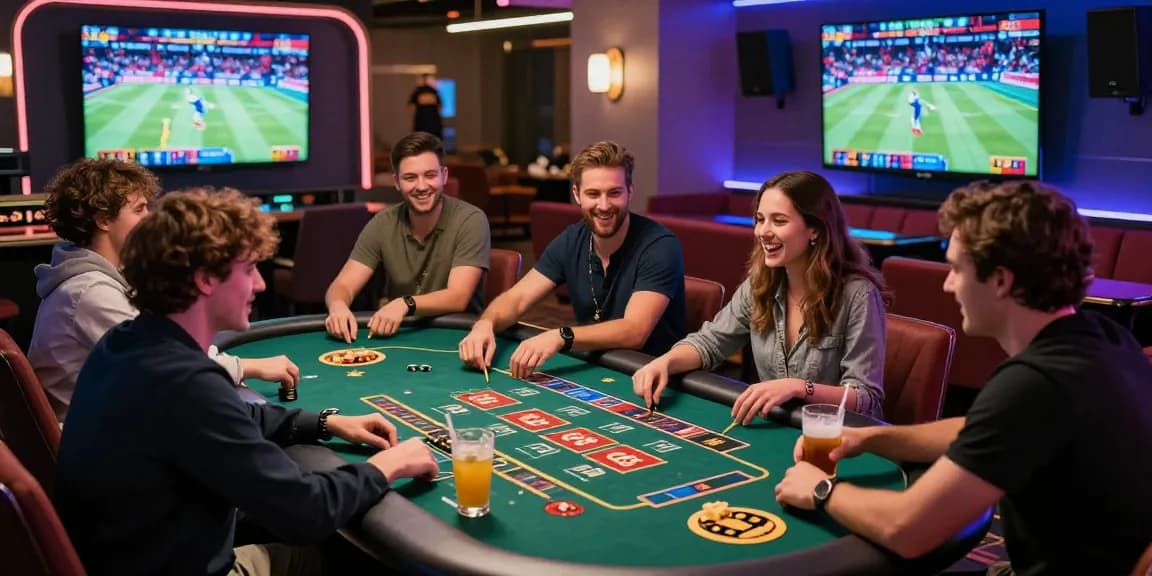 Exciting gaming scene at GO99 with friends enjoying diverse casino games in a vibrant atmosphere
