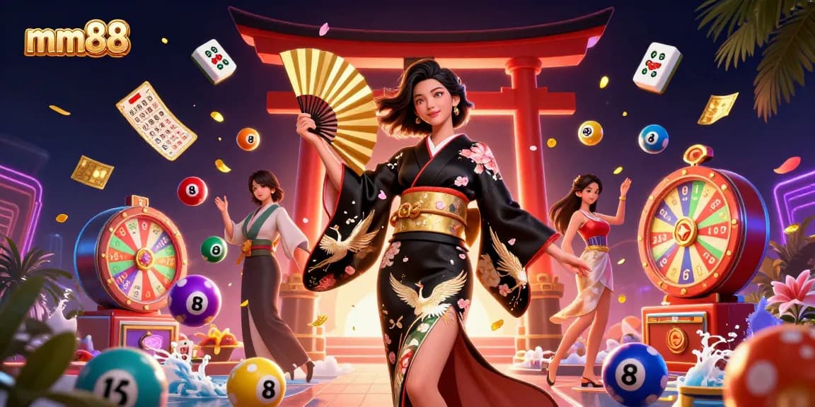 Experience thrilling gameplay at mm88 with vibrant symbols, a graceful dealer, and dynamic elements.