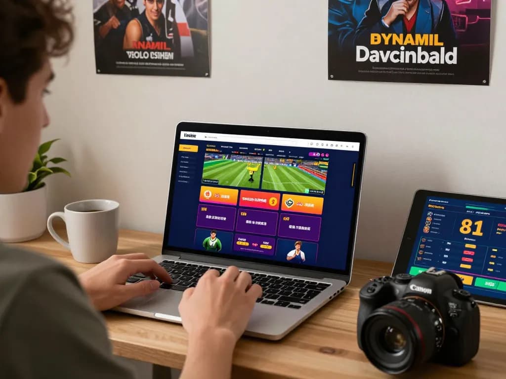 Engaging scene of 8kbet online gambling experience with vibrant design and cozy setup.