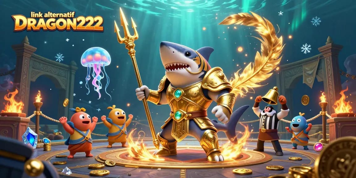 Engage in thrilling action with link alternatif DRAGON222, featuring a dynamic underwater casino scene.