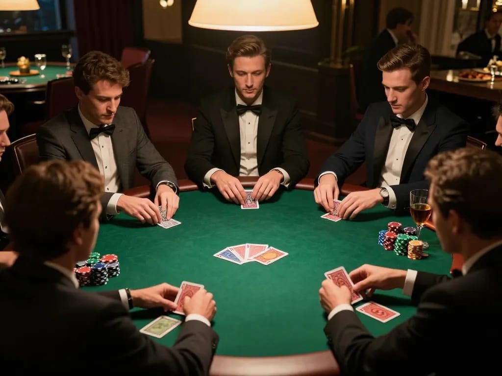Players engaged in a strategic poker game showcasing the LLWIN Function in a private setting.