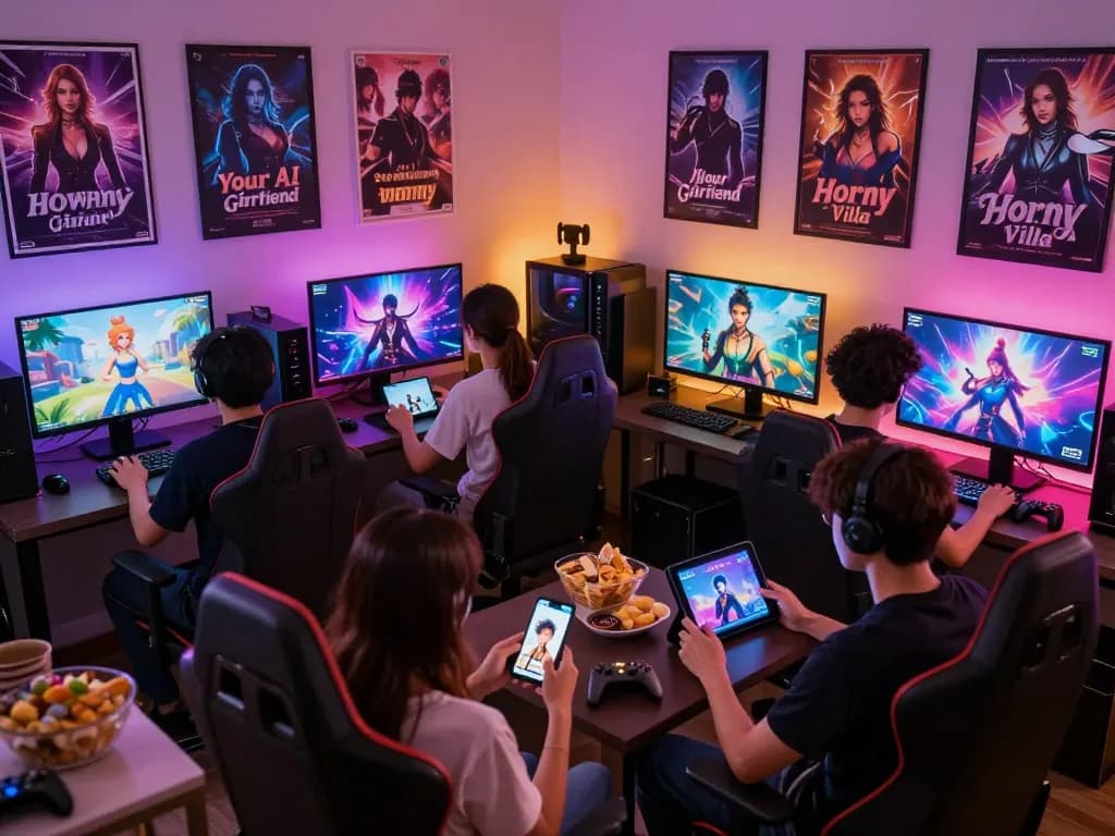 Engaging scene of players enjoying sex games online in a cozy gaming space with diverse characters from popular titles.