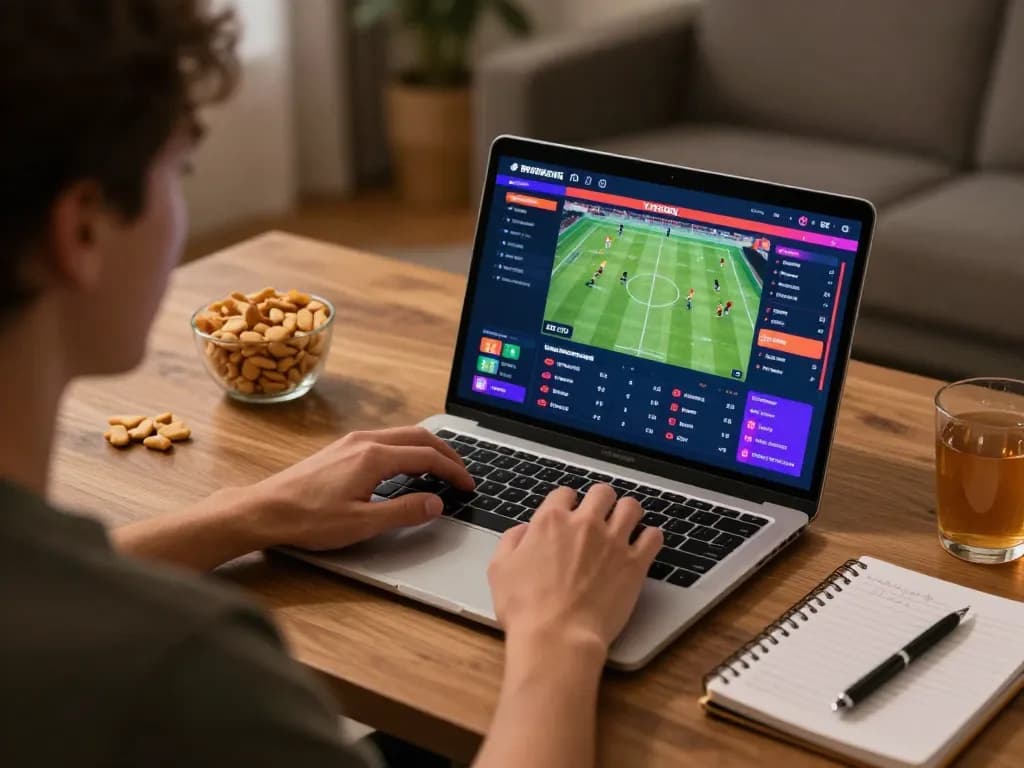 Bet and analyze odds using 388bet on a stylish laptop setup in a cozy home office