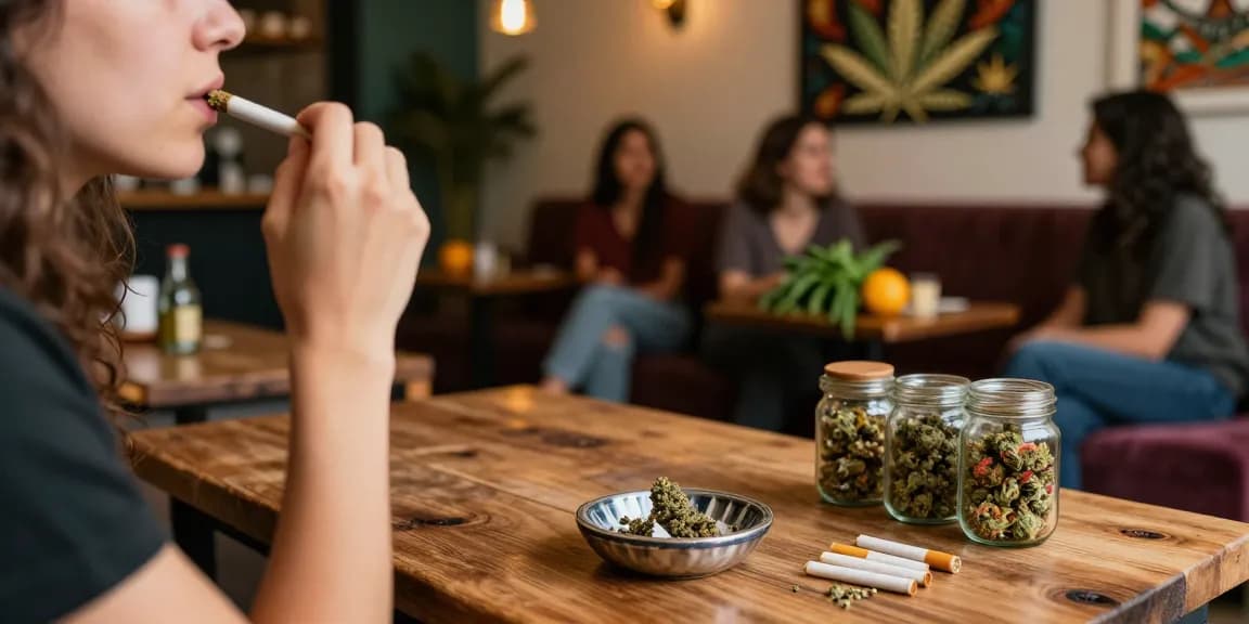 Celebrating with thc pre rolls uk in a cozy lounge, friends enjoying hand-rolled cannabis.