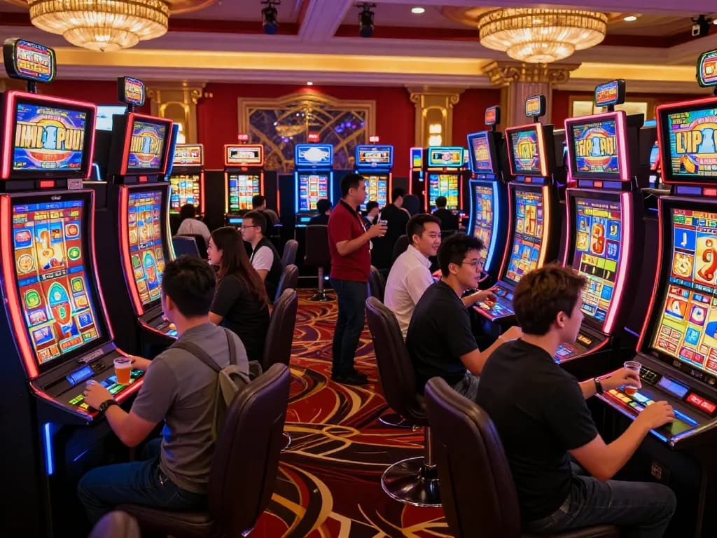 Experience the thrill of slot bonus new member 100 with excited players at the casino.