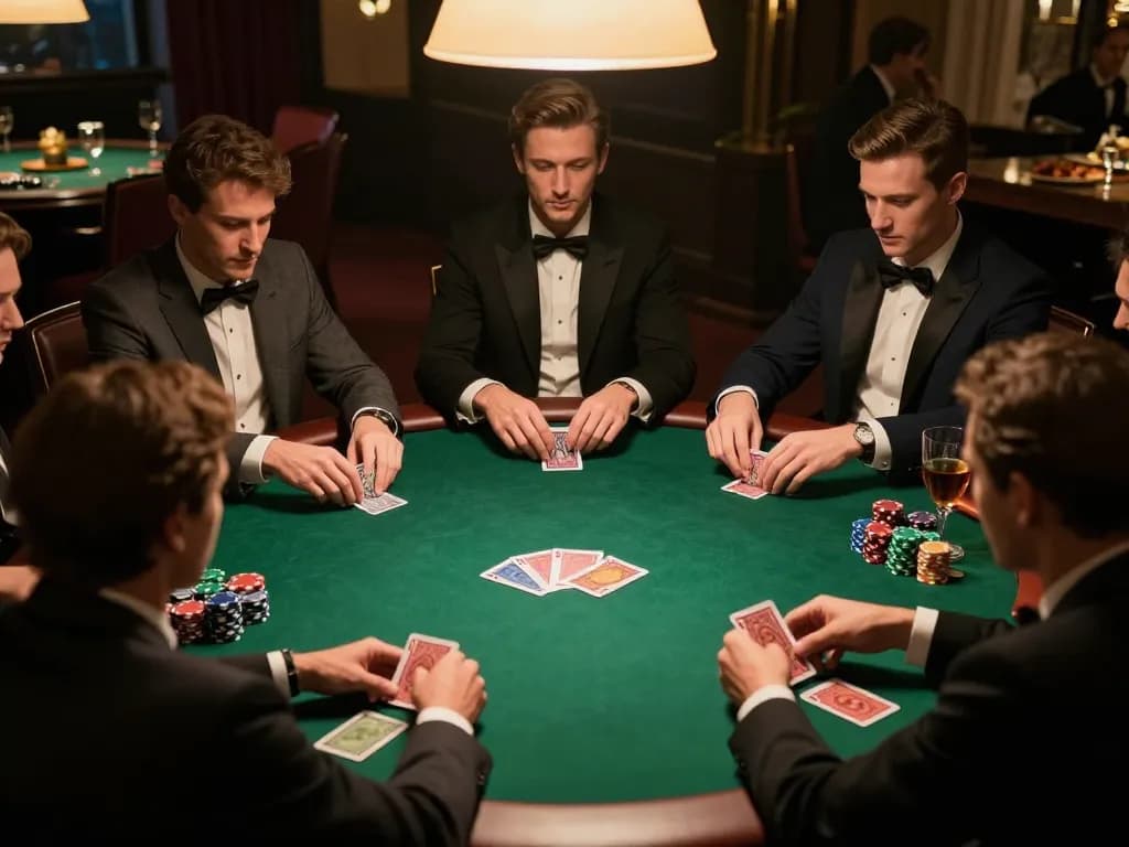 Players engaged in a strategic poker game showcasing the LLWIN Function in a private setting.