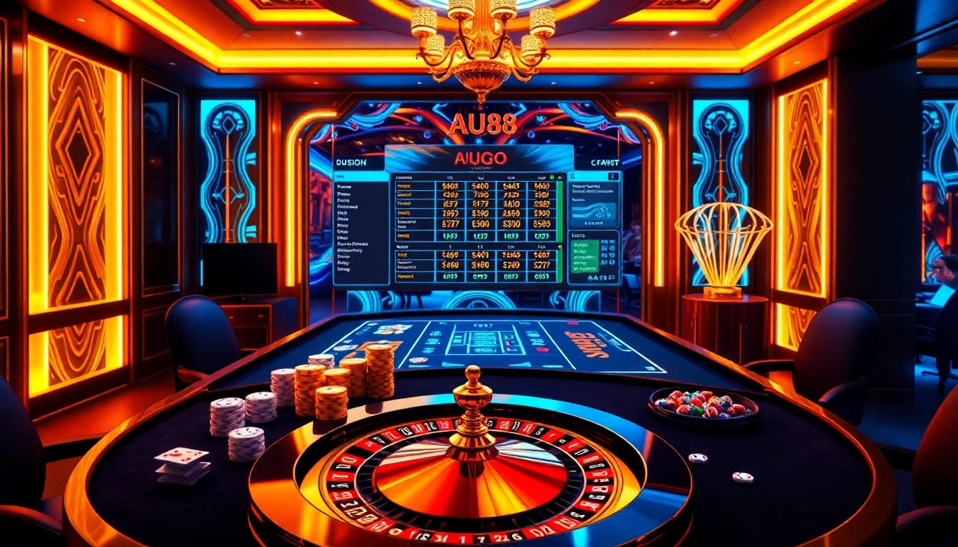 Experience the excitement of gambling at Nhà cái AU88 with vibrant casino visuals and engaging gameplay elements.
