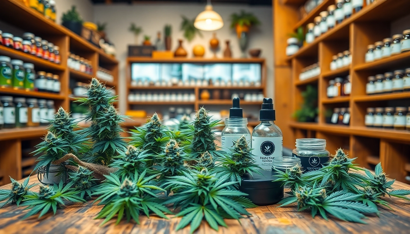 Buy cannabis online UK for premium products displayed attractively in a cozy atmosphere.