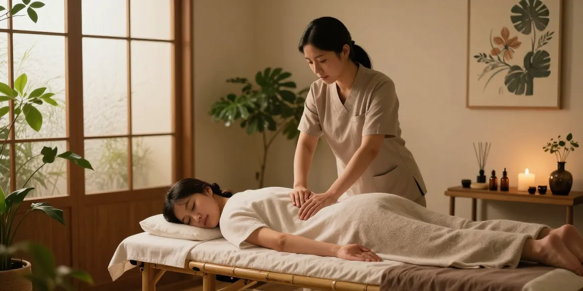 Relaxing spa scene with a skilled therapist performing a Swedish massage, promoting 영등포스웨디시 services in a tranquil setting.
