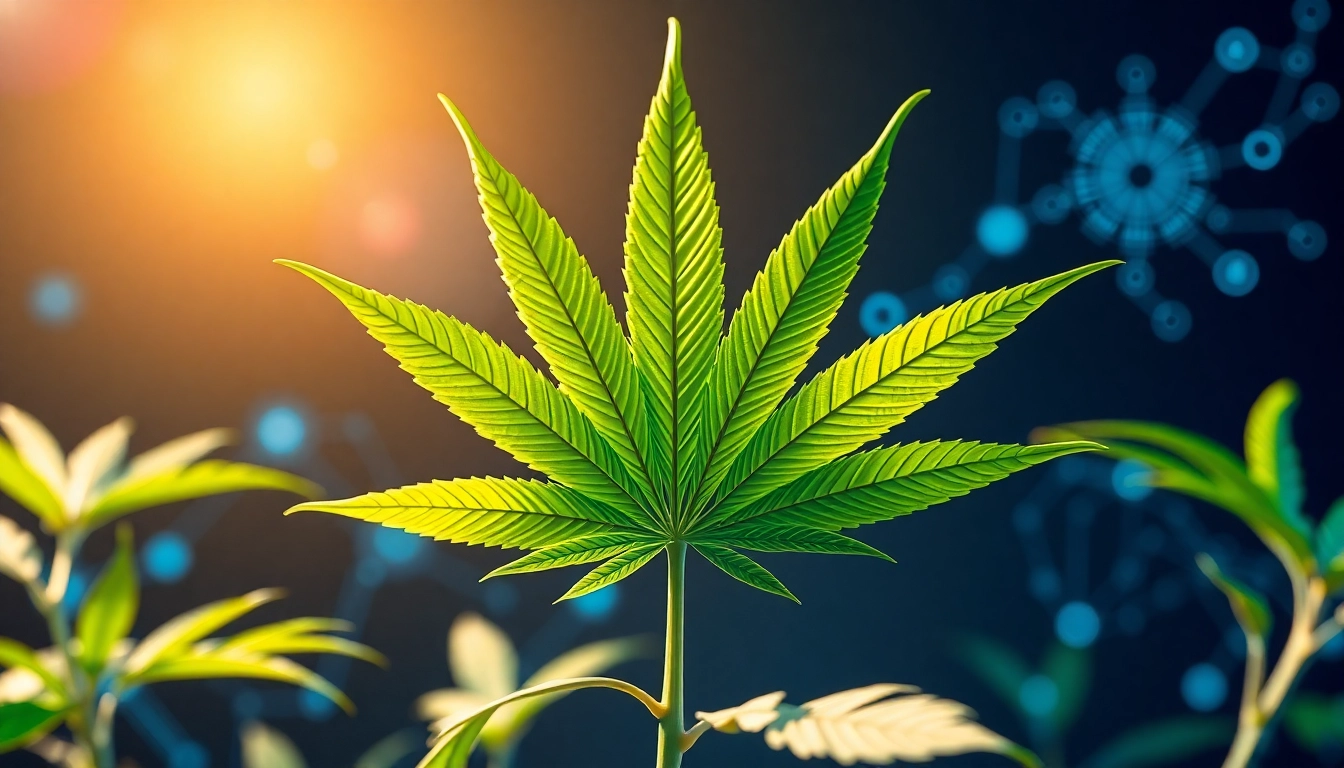 Innovative GEEK THC brand identity with a tech-themed cannabis leaf illustration.