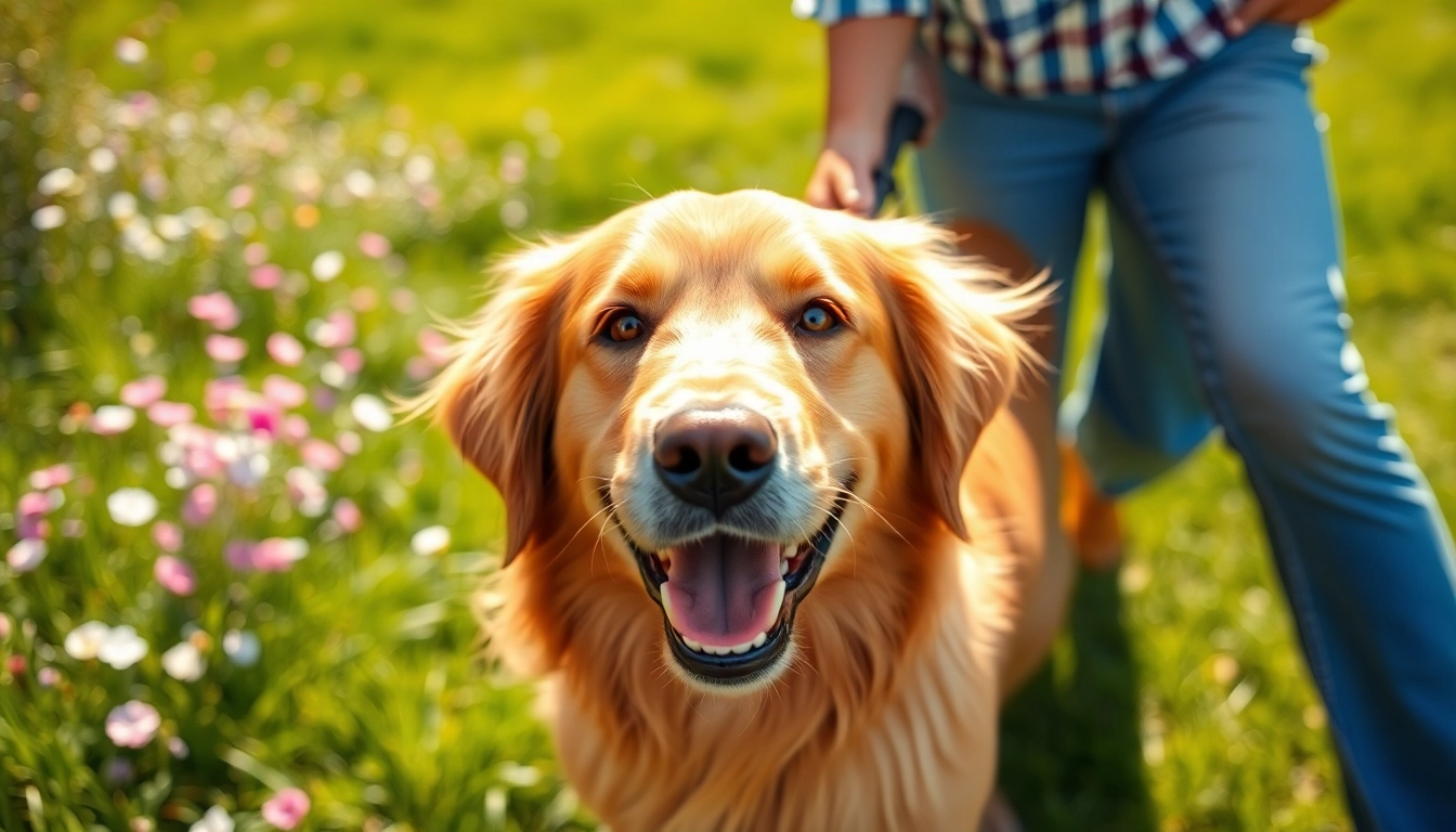 Explore the benefits of CBD For Pet products with a joyful dog and its loving owner in a sunny setting.