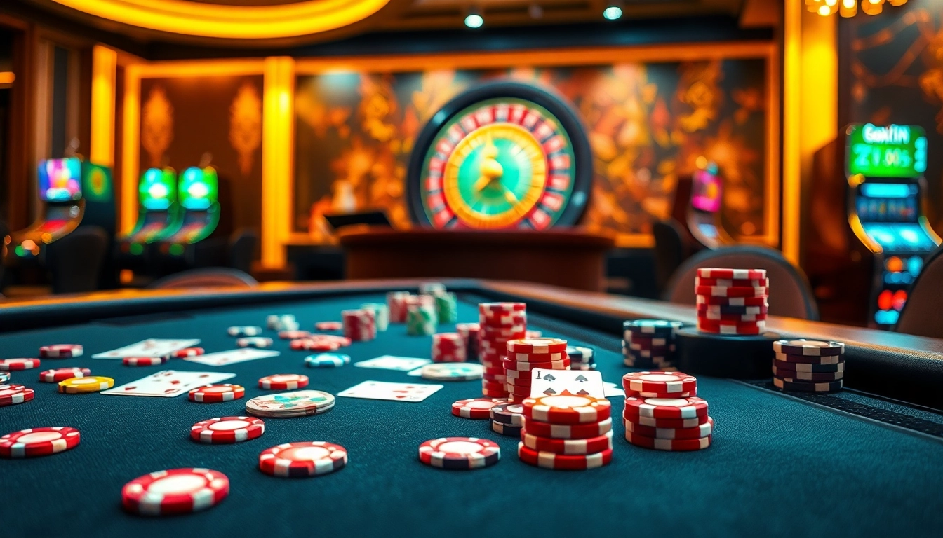 Experience the thrill of winning at 68win with vibrant casino tables and action-packed gaming elements.